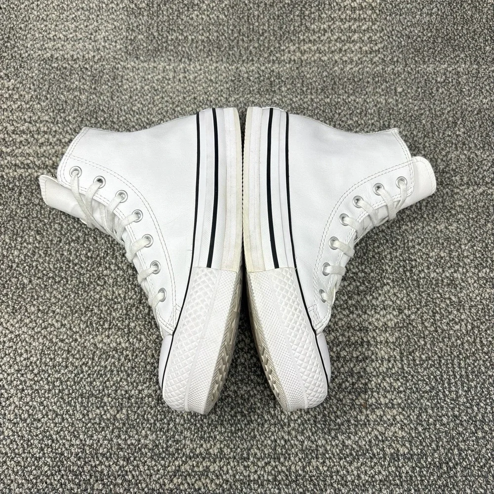Converse Chuck Taylor All Star Lift Platform High Top Leather Kids Size 4 White